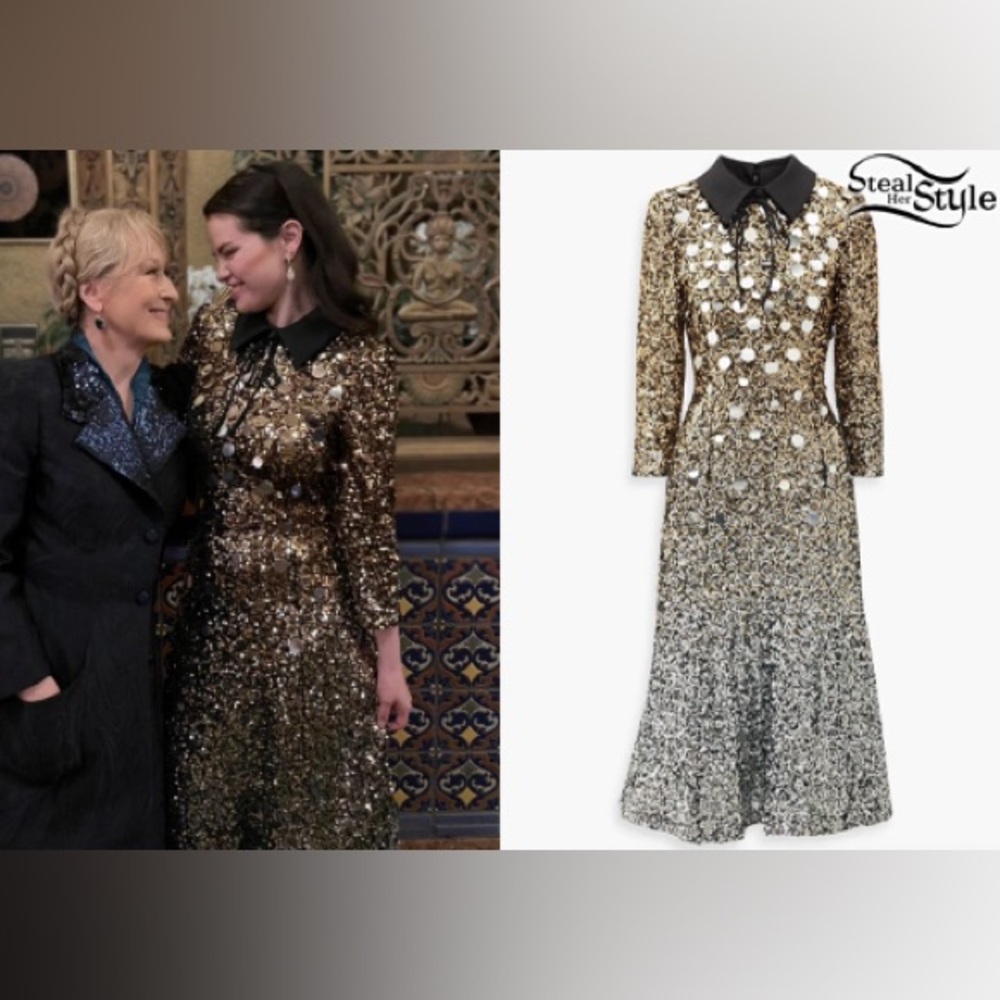 $650•Badgley Mischka•Gold & Silver Sequin Ombre Collared Dress•NEW!